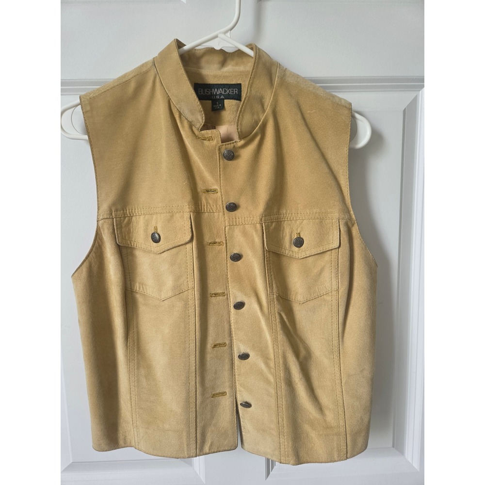 Bushwacker USA Suede Leather Vest Womens Small Western Button Front Fall Boho